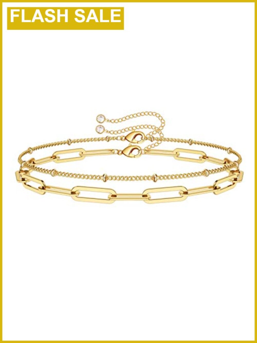 14K Gold Plated Layered Bracelet Adjustable Evil Eye Beads Chain